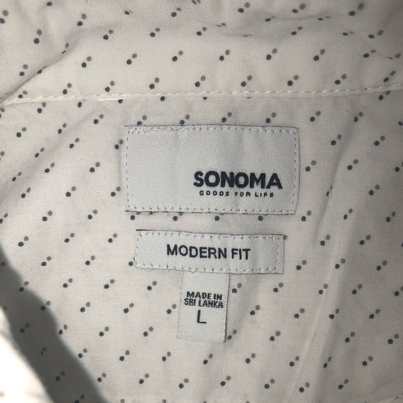 Men’s Sonoma Polka Dot LS Casual Button Up Shirt L - Picture 4 of 5